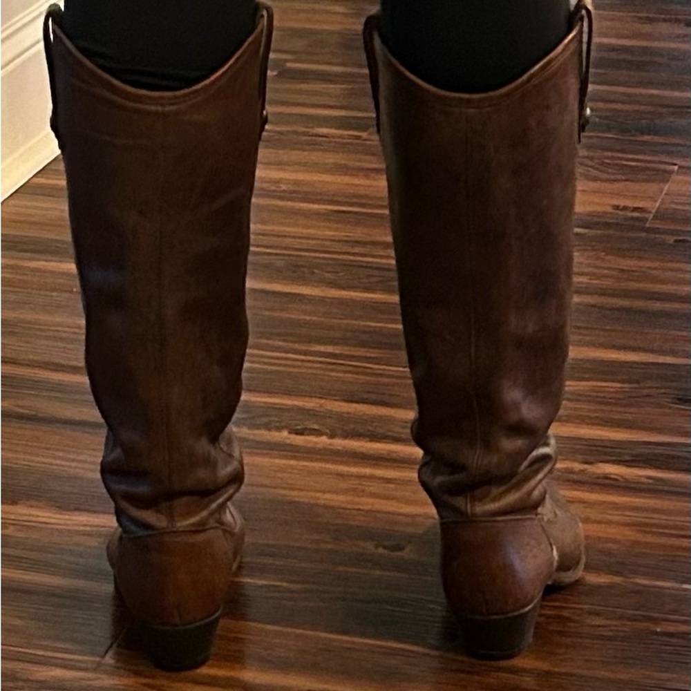 Frye Jackie Women's 6.5 B Tall Riding Boots Brown Brass Frye Button 76575 - Picture 5 of 12